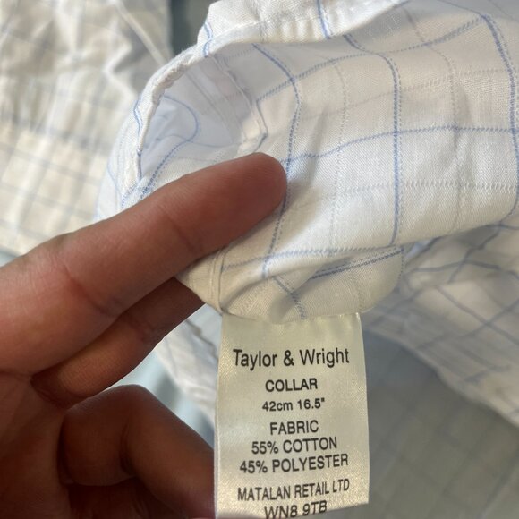 3/$20 NWOT Taylor & Wright Easy Iron Lightweigh Checked Shirt - 16.5" &Tie - Picture 7 of 7